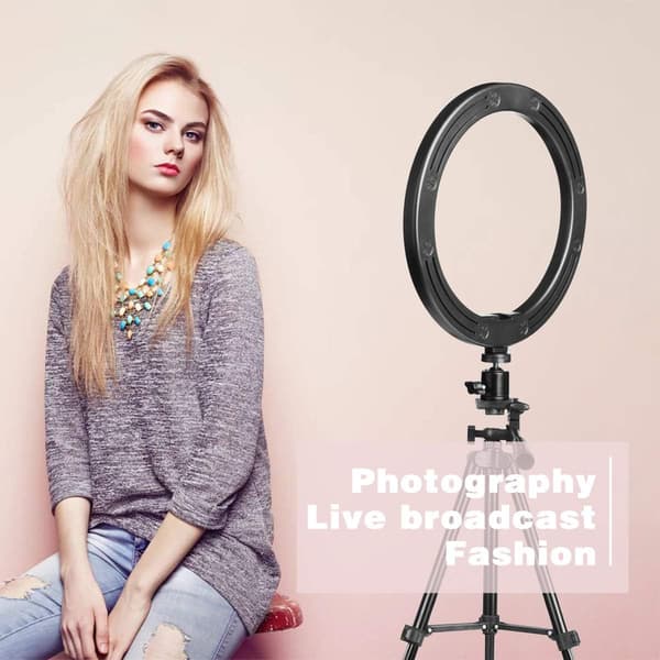 LED-ringlys 10 tommer med stativ og telefonholder til livestreaming