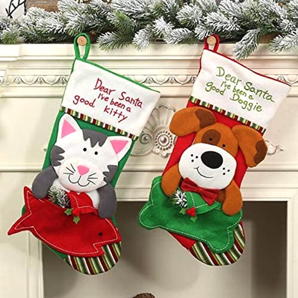 2 julestrømper tegneserie kat og hund julestrømper Chr