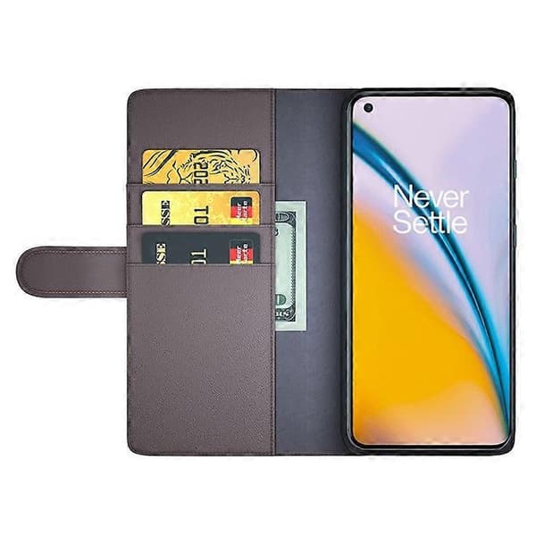 Kompatibel med OnePlus Nord 2 5G Splitläder Äkta läder Stötsäkert plånboksfodral Mobiltelefonställ Brunt Brown
