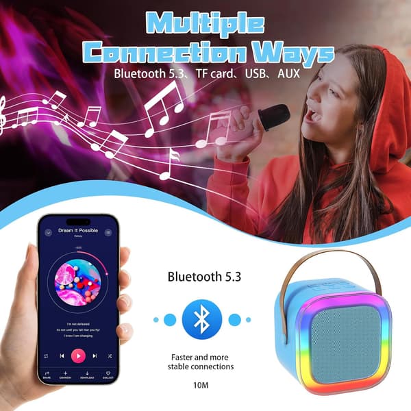 Karaokemaskin for barn med 2 mikrofoner, gaver til jenter og gutter, leker for 5-12-åringer, bursdagsgaver for barnemikrofoner