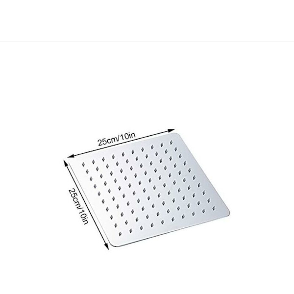 10 tommer/25 cm firkantet fast dusjhode, fast krom 304 rustfritt stål diffusor dusjhode baderomstilbehør