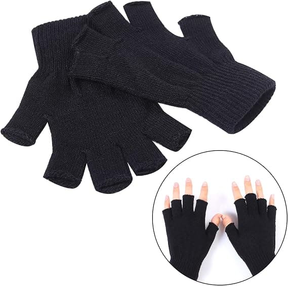 2 par unisex varme halvfingerhandsker vinter fingerløse handsker