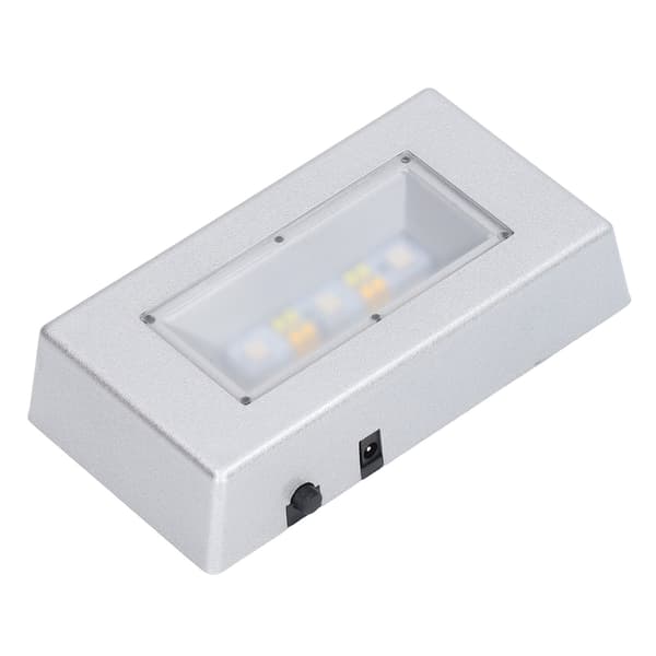 LED-skjermbase med flere moduser, sølv rektangulær LED-lysdisplaybase med USB-kabel for smykker og krystaller