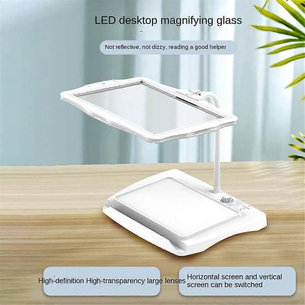 Magnifying Lamp, Hands-Free Magnifier with Flexible Gooseneck, Stepless Dimmable Magnifying Lamp