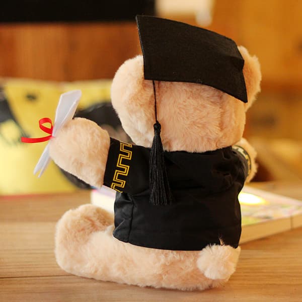 Bamse med briller - 25 cm, diplom og studenterhue - Plys
