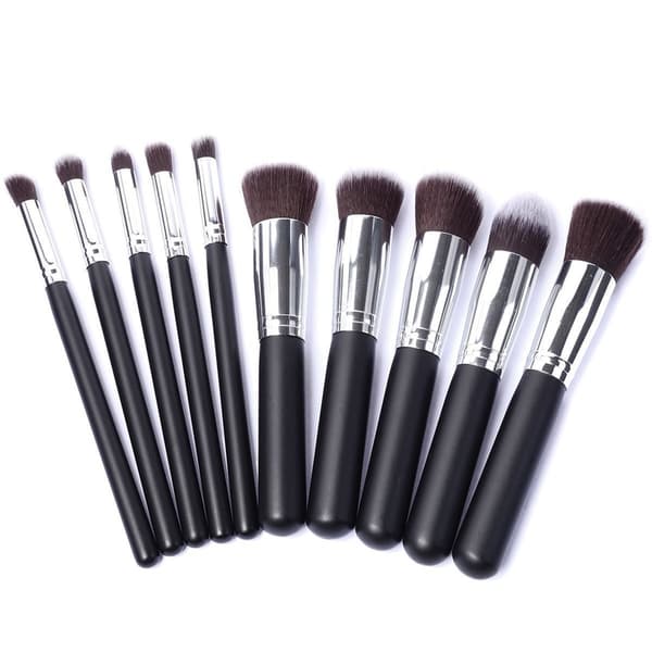 10 professionelle makeupbørster, makeupsæt - Sølv