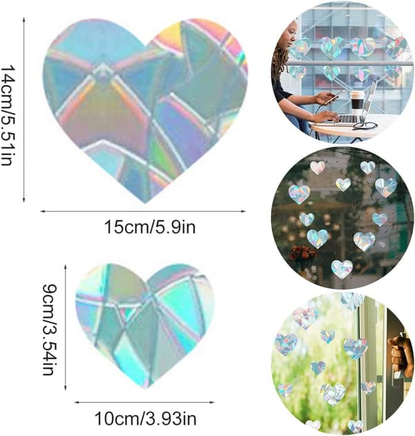 Rainbow Prism Window Decals, 10 Static Rainbow Glass Decals, Anti-Collision Window Decals, Rainbow Prism Electro