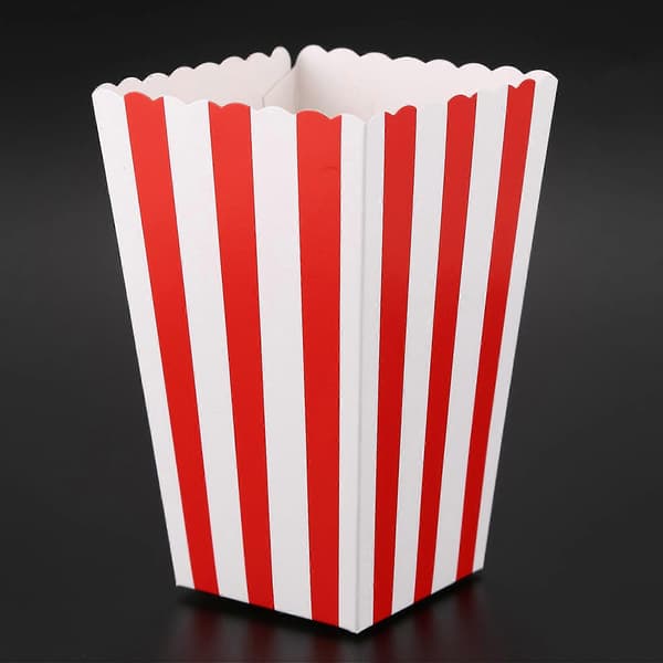 24 biografstriber slikpose små slikgave popcornposer æsker, rød