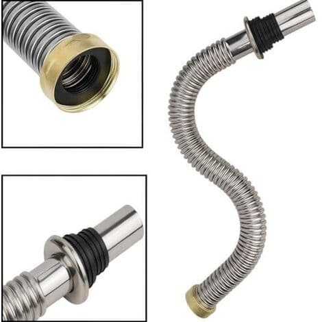 Flexible sink drain hose, flexible kitchen siphon, high temperature resistant, stainless steel, flexible sink siphon (60 cm)