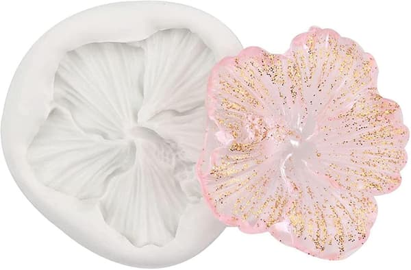 Håndlavet harpiks silikone 3D Hibiscus blomsterform (hvid) 4 dele