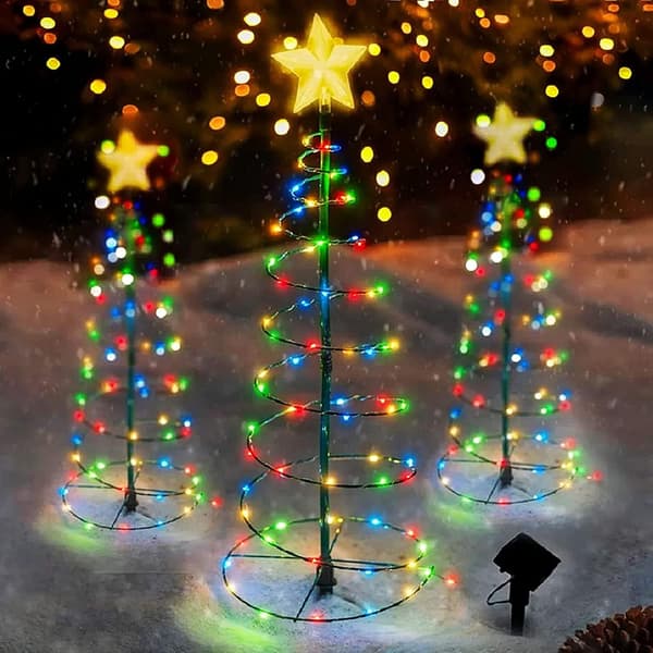 Solar-powered Outdoor String Lights, LED Metal Christmas Tree Decoration