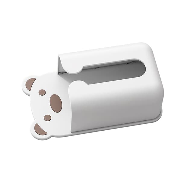 Wall Mounted Tissue Box Punch Free Cute Bear Pattern Plastic Tissue Holder for Home Bathroom White Bear Brown 0.6