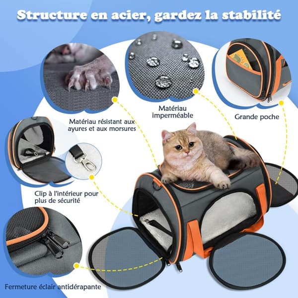 Foldable Cat Carrier with Breathable Design, Large Space & Removable Plush Mattress - Perfect for Travel