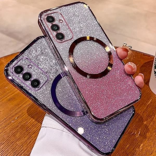 Mobile Case for Samsung Galaxy A55 5G TPU Electroplated Glitter - Rose Gold