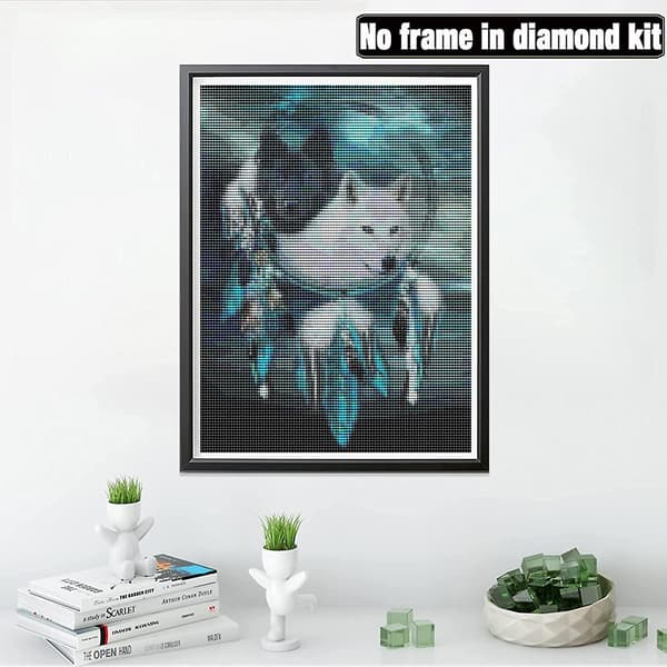DIY 5D Diamantmaling Drømmefanger Ulv Komplett Sett, Dyrebilder Maling_tfrf