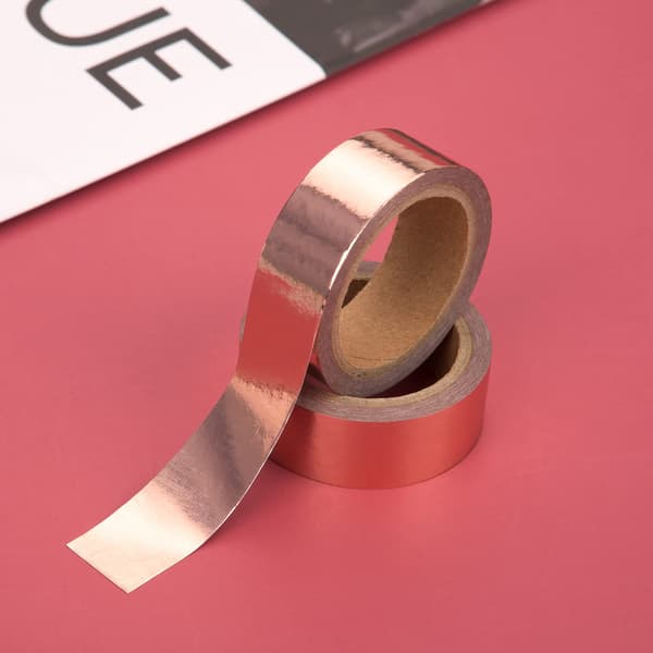 2 Rolls Gold Foil Washi Tape Solid 15mm x 5 Meter Decorative Masking Tape for DIY Crafts Gift Wrapping Photo Frame Scrapbooking