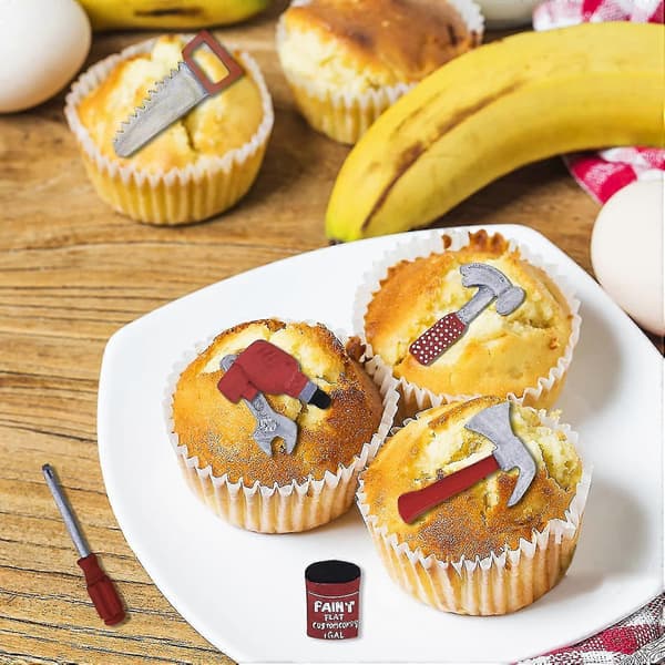 3-delt sæt håndværktøjs-fondantforme, minikonstruktionsværktøjsforme til chokoladekager og cupcake-dekoration