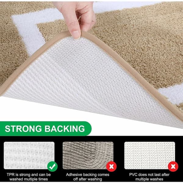 Non-Slip Bathroom Mat, Soft Microfiber Bath Mat, Absorbent High Pile Bath Mat, Machine Washable - 40 x 60 cm - Beige
