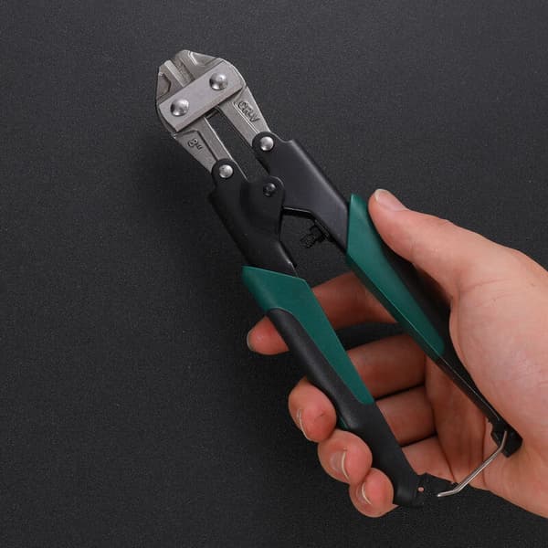 Minibolt cutter, small wire cutter, two-tone ergonomic handle, safety lock, adjustable screw for more efficient tool.