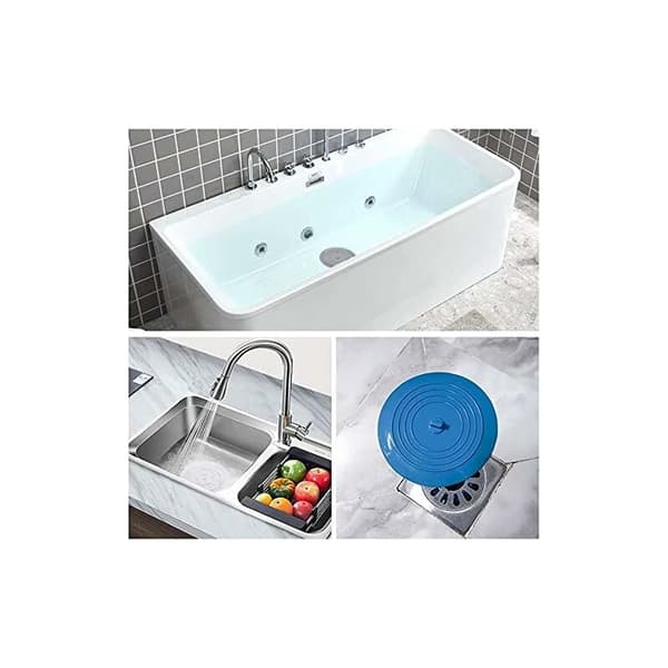 Silikoneprop til badekar, 15 cm/6 tommer universal afløbsprop, afløbsprop, badekarsprop, vaskeprop til køkken, badeværelse og vaskerum. (Blå)