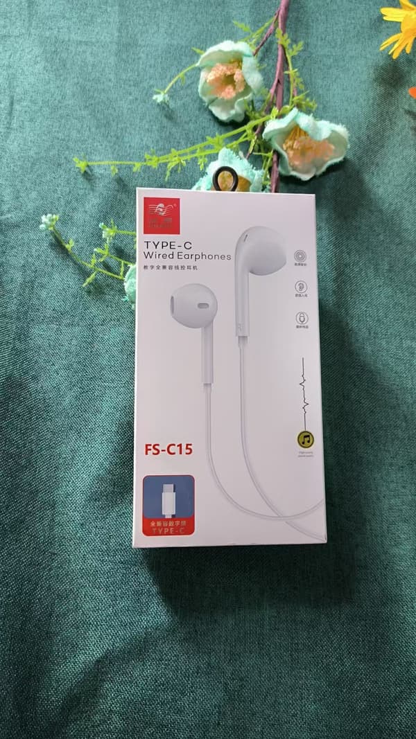 USB-C in-ear hovedtelefoner til Samsung iPhone 15, 16 og mobil med USB-C stik Hvid