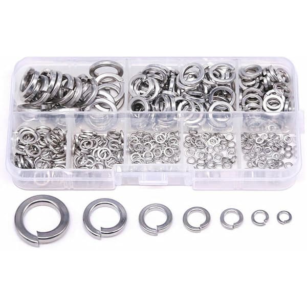 Single Spring Washer, 304 Stainless Steel Single Spring Washer Assortment Set (410 Pieces, 8 Sizes)