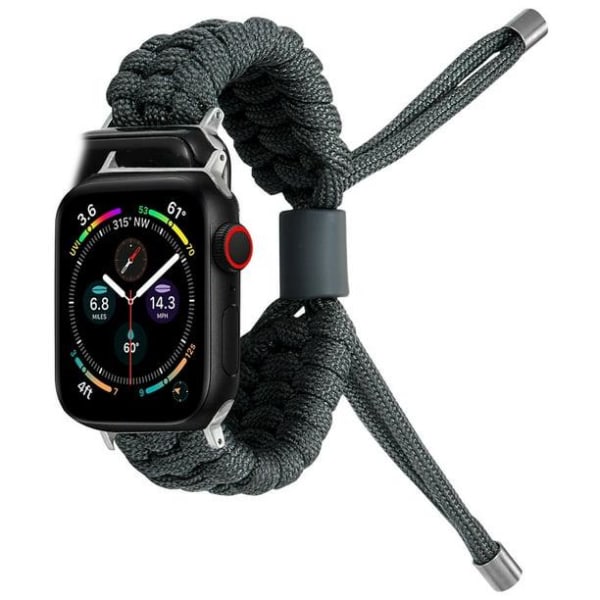 Nylon kompatibel Apple Watch rem Justerbar vævet rem til iwatch Serie 4/5/6/7 Udskiftningsarmbånd (Mørkegrå, 42/44mm)