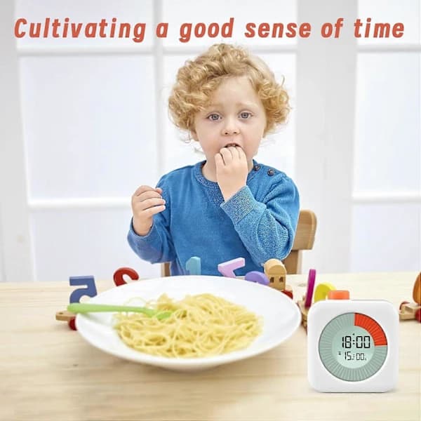Visuel Digital Timer, 60-minutters 3-i-1 Nedtællingstimer med Rotation til Børn og Voksne, LCD-Skærm Pomodoro Tidsstyring