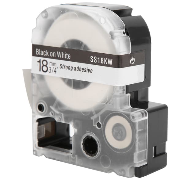 Label Making Tape 18mm PET Waterproof Labeling Tape for Epson Label Printer/KingJim Label Machine Black Text on White Background