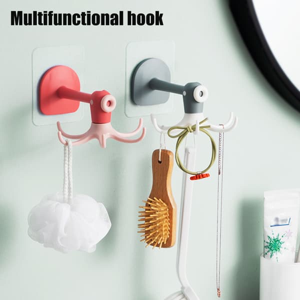 Kitchen 360° Rotating Hooks, Punch-Free Six-Hook Storage Rack for Kitchen Accessories, Cabinets, Bathroom Organizer
