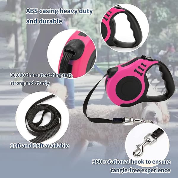Retractable Dog Leash, Dog Walking Leash with Non-Slip Handle, Strong Nylon Tape, Tangle-Free