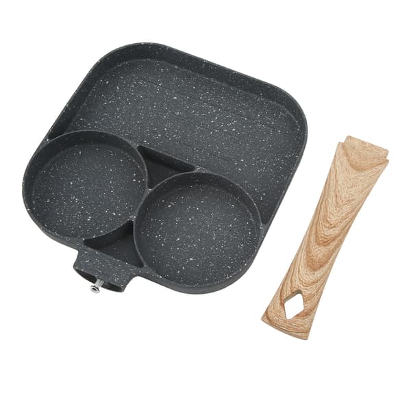 Egg Burger Maker Pan 3 Sections Divided Grill Frying Pan Non Stick Omelette Pan for Home Kitchen