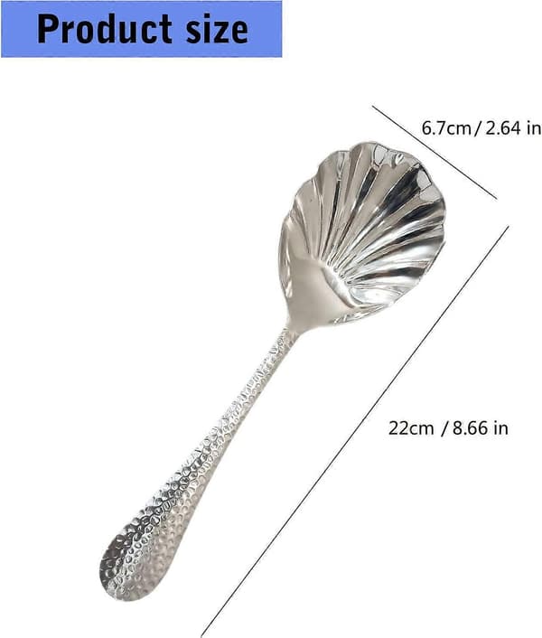 Spoon with Shell Design and Elegant Hammered Texture, Eco-Friendly for Soup, Dessert, Porridge (FMY)