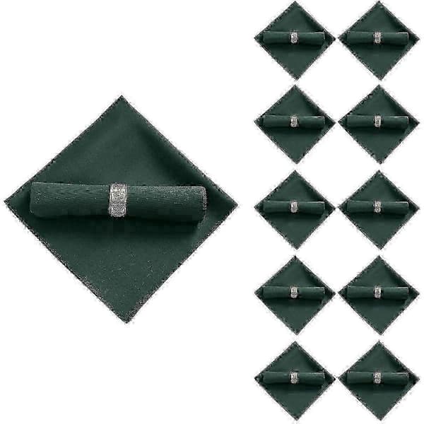 10 stk 48x48 cm servietter i polyester kompatible med restaurantbryllupsbanket, mørkegrøn--mørkegrøn udgave 0107