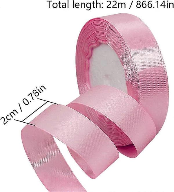 22M Rosa 2cm Satengbånd – Gavesløyfer, Bryllup, Julehåndverk