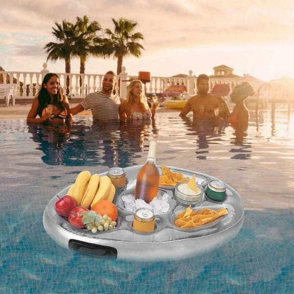 Pool Float Kopholder Oppustelig Pool Float til Strand Oppustelig Jacuzzi Madras Pool Oppustelig Glasholder Pool