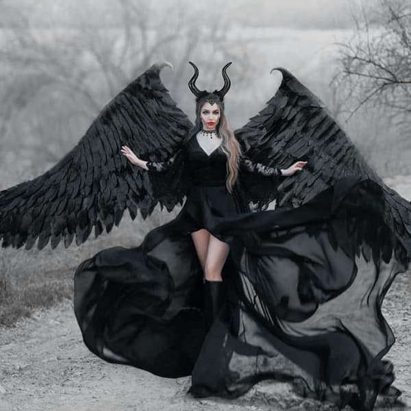 Justerbart gotisk hornhårbånd og blondehalskæde Wicked Witch Costume Cosplay tilbehør til kvinder-1