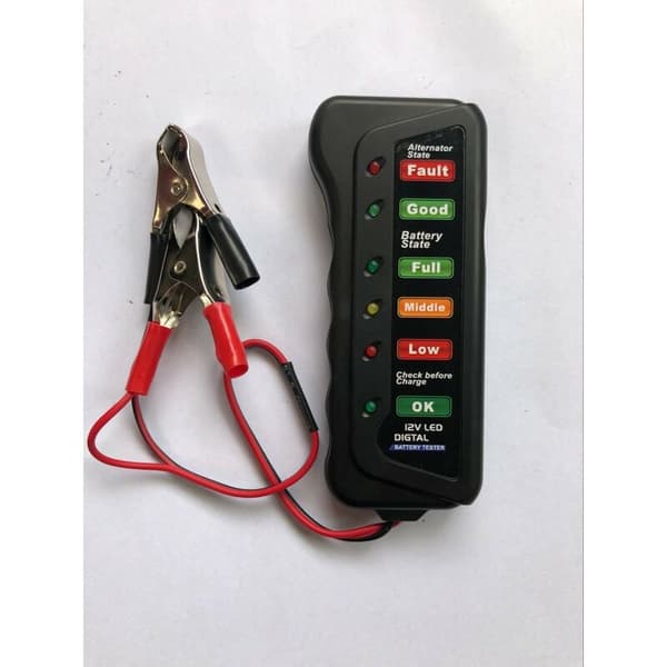 12V Batteritester 6 LED-indikatorer Bilbatteritester 12v Generator Batterianalysator til Bil Motorcykel
