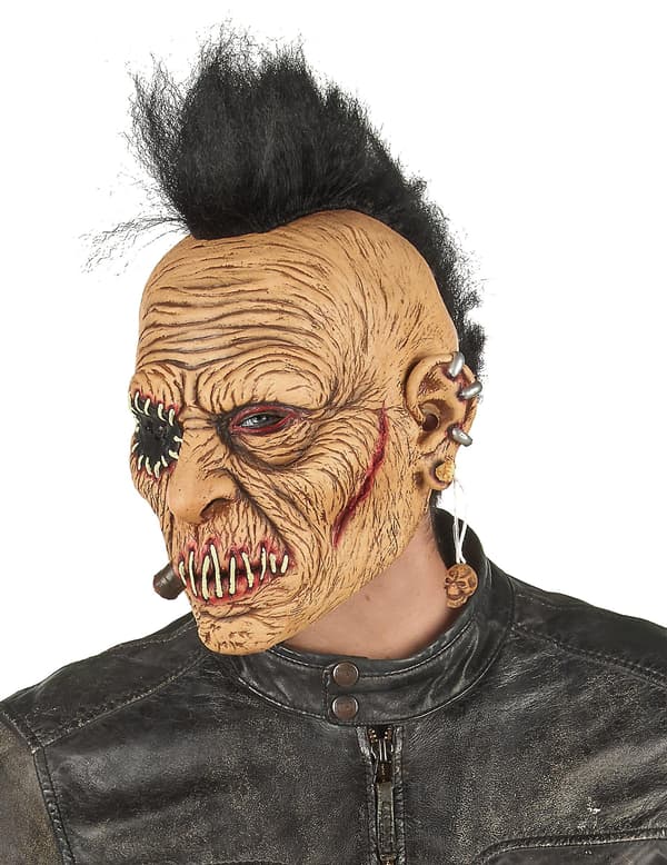 Punk latexmaske til voksne med kvaster