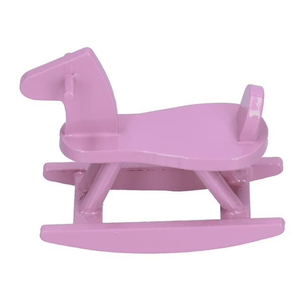 Miniature træhest til dukkehus - Gyngehest i skala 1:12