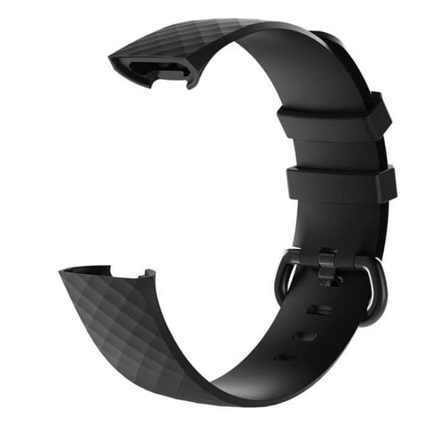 (L) Silikone erstatningsarmbånd til Fitbit Charge 3 Fitness Activity - Sort[DB]