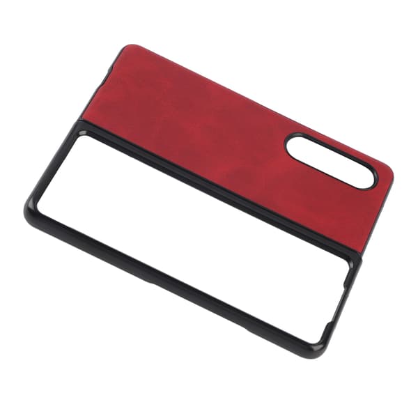 Hard Leather Case for Samsung Galaxy Z Fold 3 Mobile Phone Anti-scratch Shockproof Cover Red