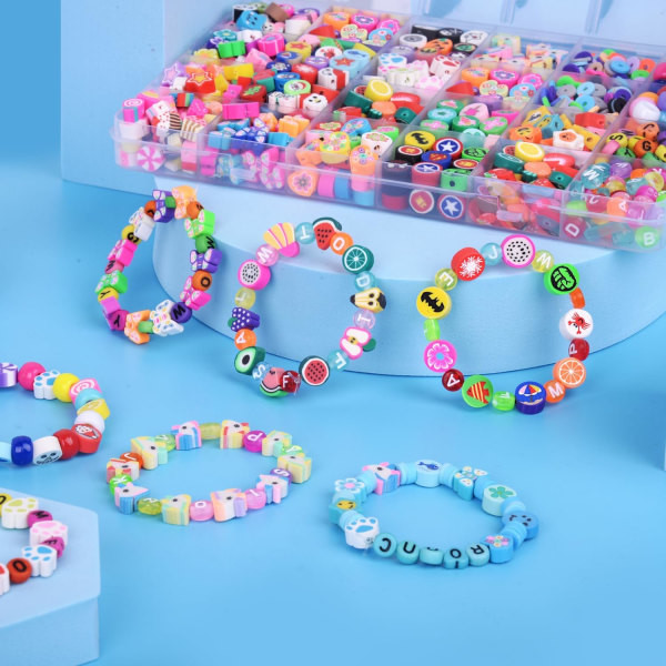 Polymerlera Pärlset med 24 Berlocker för Armbandstillverkning - 1000 st [JUN]