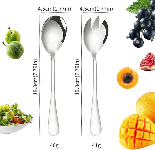 2-piece Salad Servers for Restaurants Dishwasher Safe Matte Stainless Steel Gold Silver silver