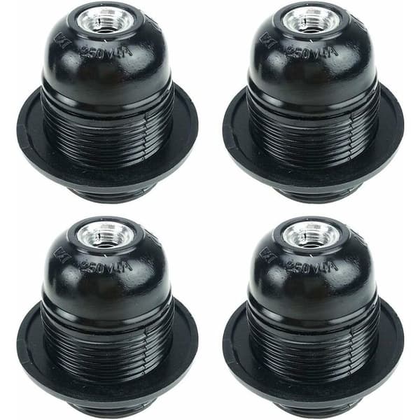 Black E27 Screw, E27 Lamp Holder, 4 Pcs E27 Socket, E27 Socket Lamp, Solid Lamp Holder, Black Socket Adapter, Lamp Holder Decoration Cafe Kitchen