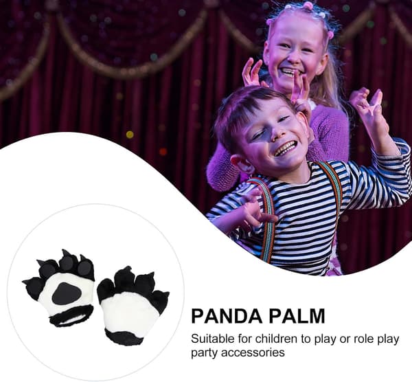 1 par pandaklohandskar i plysch, varma vinterhandskar -