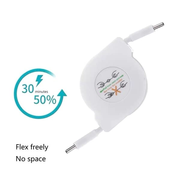 Infällbar PD 60W USB C till USB C Datakabel, Snabbladdningskabel för Laptop, Typ C Telefoner, Switchar, Surfplattor