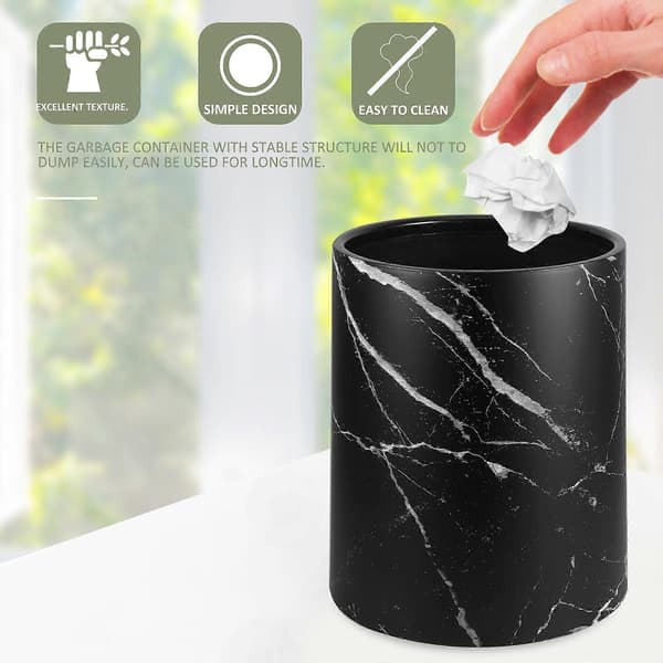 Small Waste Bin Round Lidless Waste Basket Marbled Trash Can