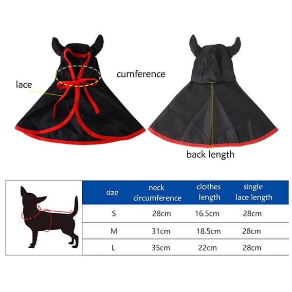 Dog Halloween Wizard Cape and Witch Hat Costume for Pets, 31cm