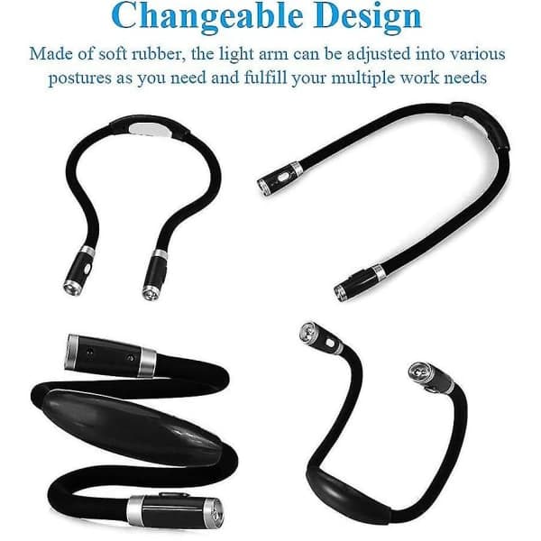 Led handsfree-lukulamppu kaulan ympärille, 4 LED-valopalloa